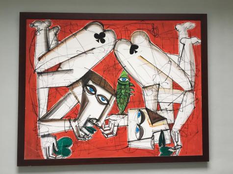 Large cubist piece painted in 2001 – and purchased from Goldsmiths end of year graduation show – artist unknown – Acrylic on canvas – framed